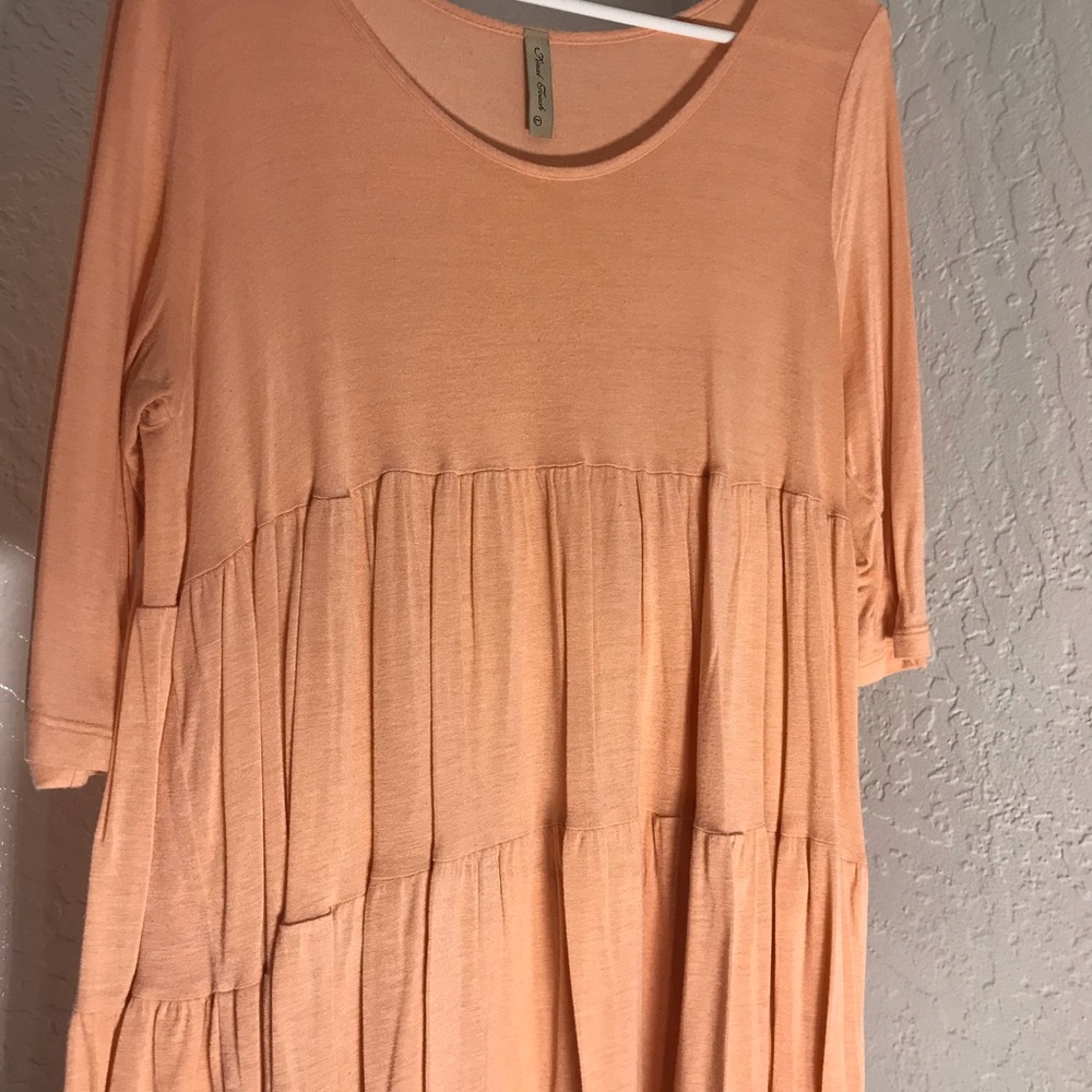 Peach Flowy 3/4 Sleeve Top